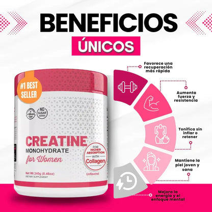 Creatina Monohidratada para Mujer - Tonifica tu cuerpo sin inflarte