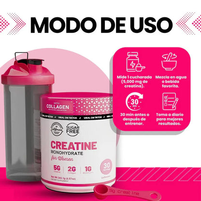 Creatina Monohidratada para Mujer - Tonifica tu cuerpo sin inflarte
