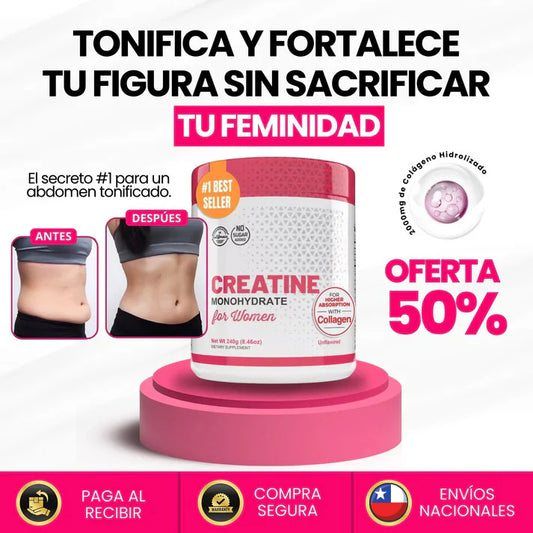 Creatina Monohidratada para Mujer - Tonifica tu cuerpo sin inflarte